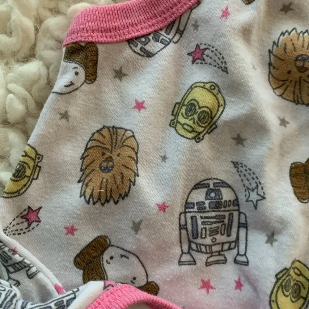 Bundle of 2 Baby Girl Pink Star Wars Disney Baby Print Onesies 3-6 M